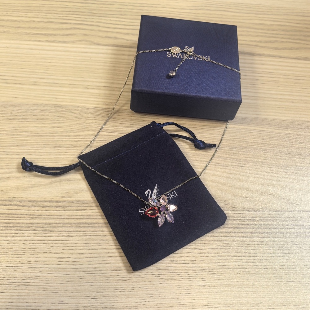 Swarovski Silver and Red Butterfly Necklace